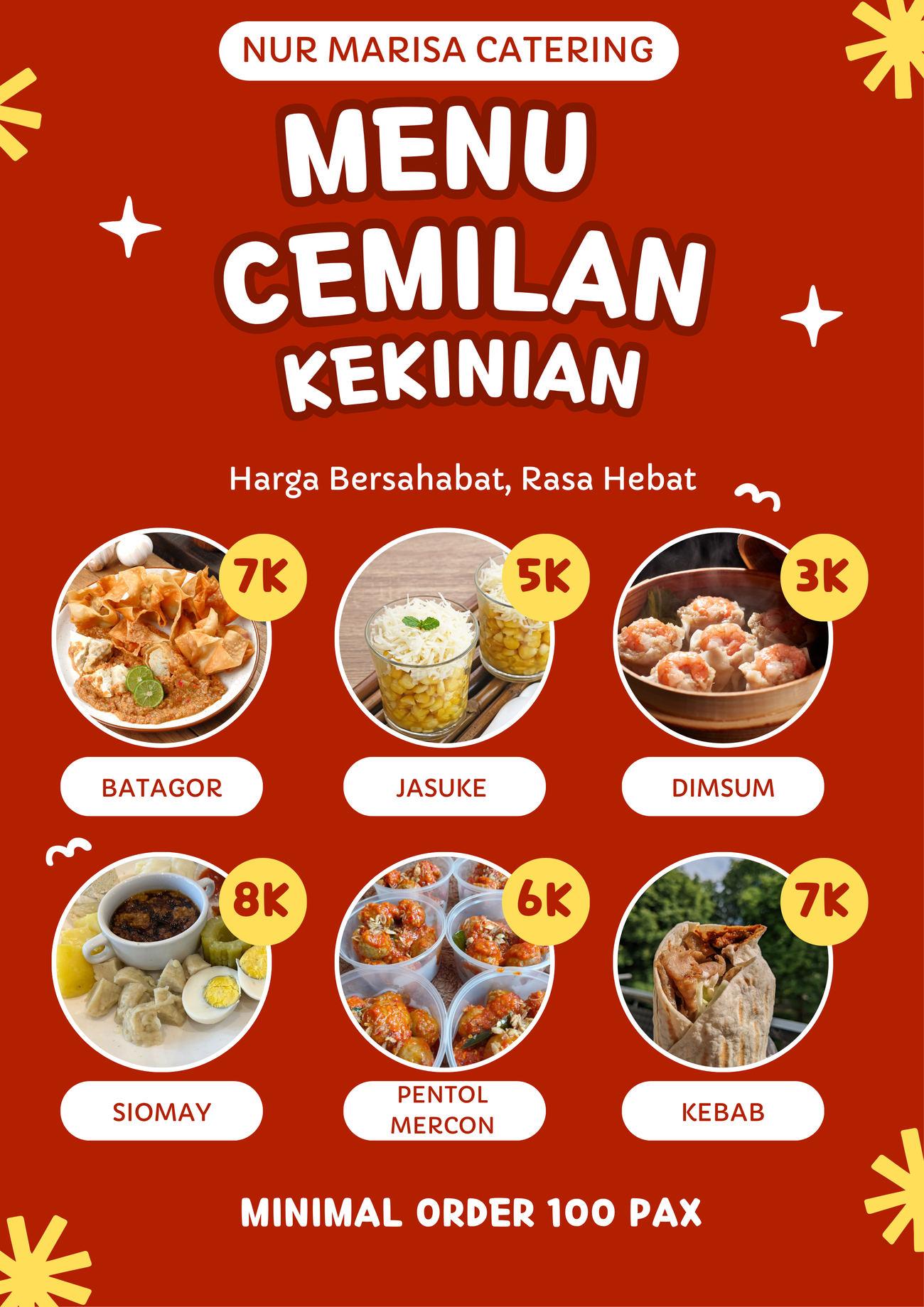 Halaman 5 brosur price list Nur Marisa Catering, Cemilan kekinian