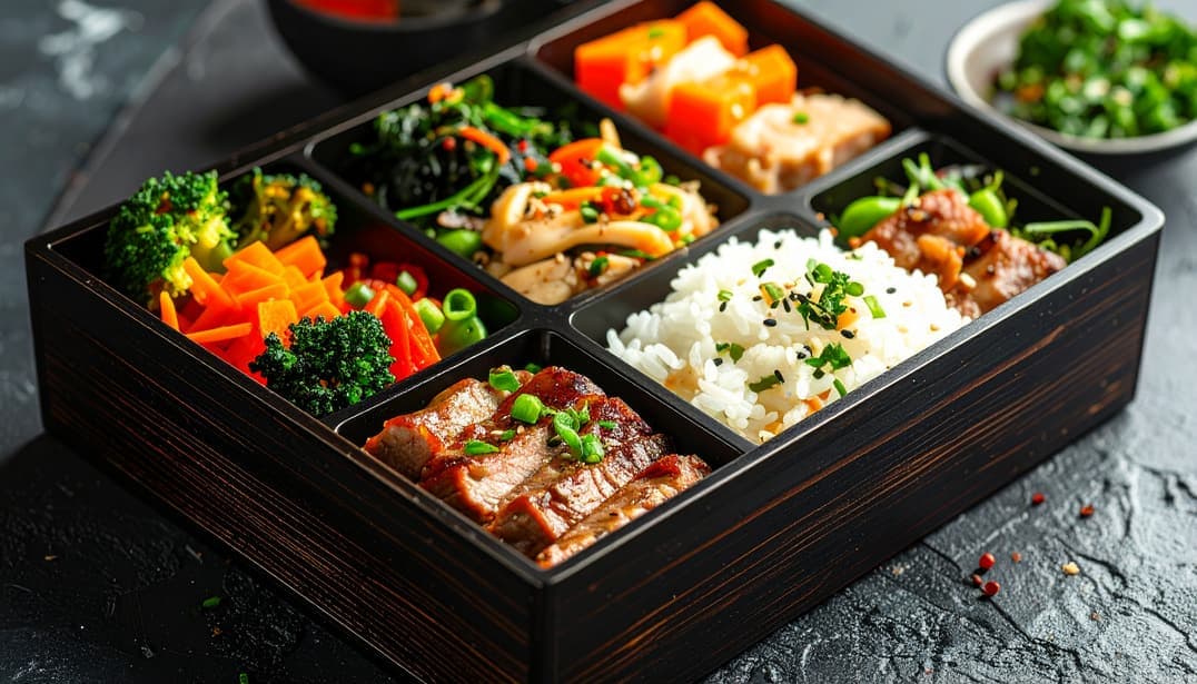 Nasi box paket prasmanan berisi nasi dan lauknya